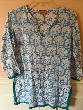 Oliphant XS Kiwah Tunic Top
Blue Patterned Teal Trim indie indian tuckernuck co